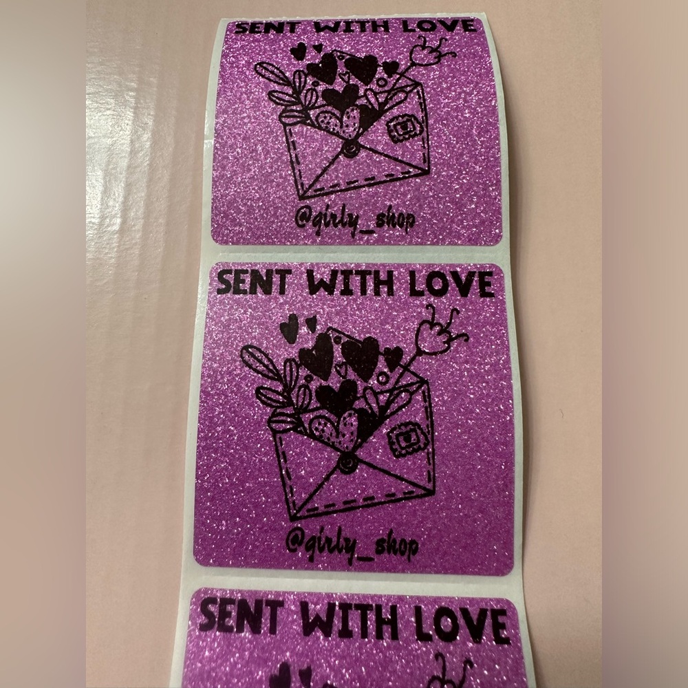 50ct. Custom “SENT WITH LOVE” Square Stickers With Closet Name
